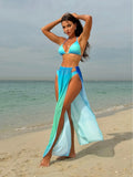 2024 New Gradient Mesh Dress Rope Strap Bikini Three-Piece