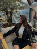 Cropped Blazer And Pleated Mini Skirt Set-Outfit