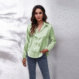 Shirt Women's Denswear Simulation Silk Long-Sleeved Shirt New Women's