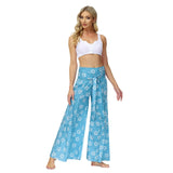 New Boho Print High Waist Belted Beachwear Loose Pants Summer Vacation Women Clothing Beach Wear Swim Suit Cover Up