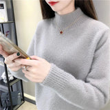 Women Candy Colors Sweaters Fashion Autumn Winter Warm Mohair O-Neck Pullover Long Sleeve Casual Female Jumper Knitted
