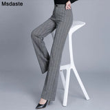 Pants Office Work Woolen Wide Leg Pants Autumn Winter High Waist Full Length Straight Female Trousers Office Lady