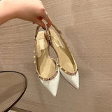 Sandals 2025 New Summer Paint Skin Behind The Empty Sharp Head Single Shoes Women's Head With The Coarse Heel Flat