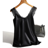Strap Silk Top Women Sexy V Neck Sleeveless WhiteVest Satin Elasticity Mesh Silk Tank Tops Women Basic Plus Size
