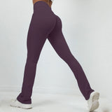 Scrunch Sporty Flare Legging Raises Butt Women Gym Clothing Female Fitness Tights Push Up High Waist Sport Pants Black