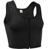 Women Tomboy FTM Zip Up Elastic Chest Binder Breathable Bamboo Slim Fit Tank