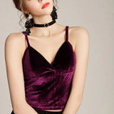 High Quality Women Velvet Tank Tops Short Camisole 2021 Summer Casual Vest Camis Ladies Slim Thin Sexy Cropped