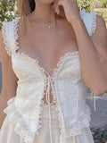 Lace Trim Ruffle Crop Tank Top- Outfit