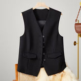 Vest Women's Small Vest 2025 Spring And Autumn New Repair Outside The Folding Women's Shoulder White Short Horse
