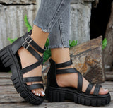 Wind Hollow Thick-Soled Sandals Women's Large Size Women's Shoes Pine Cake With Beach Cool