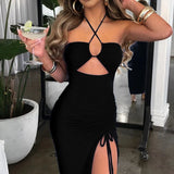 Sleeveless Sexy Female Midi Backless Dresses Slim Night Club Party Women's Dress Bodycon Vestidos Elegantes Para