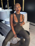 Women Knitting Hollow Out Halter Jumpsuit Sexy Casual Skinny Autumn 2021 Streetwear Fitness High Waist Solid Mujer