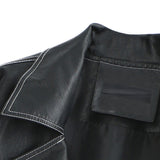 Topstitched Decorative Pu Leather Jacket-Outfit