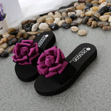 women Bohemia Floral Beach Sandals Striped bow Slippers Flip Flops For Women Summer slippers 3CM High heel