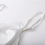 Korean Fashion Silk Women Camis Streetwear Satin Sexy Tops Lace Sleeveless White Female Tank Tops XXXL/4XL White