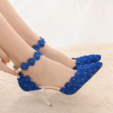 Cm White Lace Wedding Shoes Buckle Shoes Fine Heel Wedding Dress Bridal Shoes Women Sandals Annual