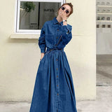 Dress Early Autumn Long To Ankle Thin A-Size Dress High Waist Oceanic Fatmm Long