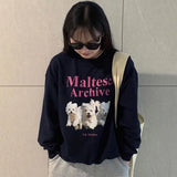 Letter Printed Round-Neck Long-Sleeved Hoodie For Women In Autumn And