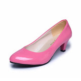 Zingj New Black Round High Heels With Shallow Single Shoes Women's Professional Plus Size Work Shoes- Outfit