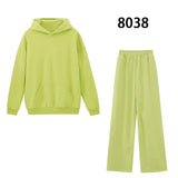 2021 Women Hoodies and Sweatpants White Tracksuits Female Two Piece Solid Color Pullovers Jacket Lounge Wear