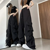Quality Cargo Pants For Women Korean Fashion Casual Pockets Baggy Trousers Baggy Wide Leg Pant Streetwear Sweatpants