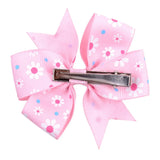 Printed Flower Hair Bows With Clip For Baby Girls Grosgrain Ribbon Boutique Hair Clip Barrettes Hair Accessories