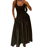 Spliced Vest Dress Woman 2025 New Hottie Sleeveless A-Word Swing