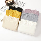 style turtleneck sweater women's unadorned slim solid color rib knit long sleeve bottoming Jumpers pullover female