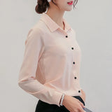 Women Chiffon Office Career Shirts Tops 2018 Fashion Casual Long Sleeve Blouses Femme