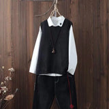 neck knitted waistcoat women's college style pullover waistcoat spring and autumn new woolen vest Korean loose