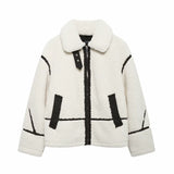 Autumn And Winter New Lamb Wool Coat Female Motorcycle Fur Integrated Locomotive Thickened Coat