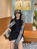 Lace Striped Bow Long Sleeved Top- Outfit