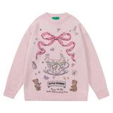 Aesthetic Rabbit Print Oversized Sweater-Outfit