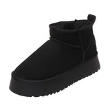 Ankle Snow Boots Women Winter 2022 New Brand Fur Short Plush Warm Flats Slippers Platform Shoes Flip Flops Suede