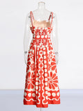 2025 Spring New Fashion Temperament Printing Advanced Feeling Waist Show Thin Model Of Slings Dress