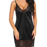 Lace Lace Solid Color Hollow Out V Collar Condole Dress Outback Pajamas