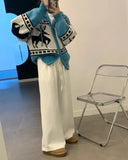 Deer Jacquard Hooded Knitting Zipper Cardigan- Outfit