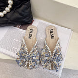 Women Wear Outside The Summer 2025 New Small Flowers Flat Bottom Fish Mouth Cool Drag Fashion Pedal Pedal Half