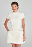 Tweed Solid Beaded Seam Mini Dress- Outfit