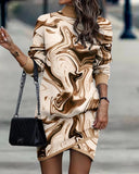Independent Station Autumn New Long-Sleeved High-Necked Printed Dress For