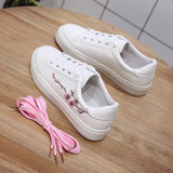 Spring And Summer New Street Shooting Small White Shoes Female Students Embroidered Flat-Soled Sneakers Casual White Shoes Korean Version Of Women's