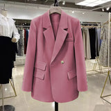 Spring And Autumn New 2025 Korean Blazer Female Niche Temperament Long-Sleeved Casual Retro Top