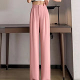 Zingj Pants Female Spring And Autumn 2024 New High Waist Hanging Feeling Loose Straight Leg Hanging Feeling Wide Leg Pants Large Size Pink Casual