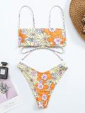 Tie Back Floral Print Bikini Set-Outfit