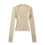 Zingj Trendy Women's Deep U-Collar Long-Sleeved Bottomed Blouse A New Slim Sweater In Autumn And