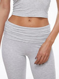 Short Sleeve Cropped Top Fold-over Flare Pants Set- Outfit