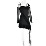 Long Sleeve Off-shoulder Ruffle Mini Dress-Outfit