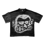 Men's T-Shirt Y2K Harajuku Animation Printing T-Shirt Fashion Brand Oversized Short-Sleeved