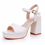 Cm Thick Heel Fish Mouth Waterproof Table Sandals Round Head Square Thick Heel Sandals White Bridal Wedding Dress