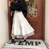 Tulle Midi Skirts Womens 2022 Spring Elastic High Waist Mesh Tutu Pleated Faldas Female Black White Long Jupe